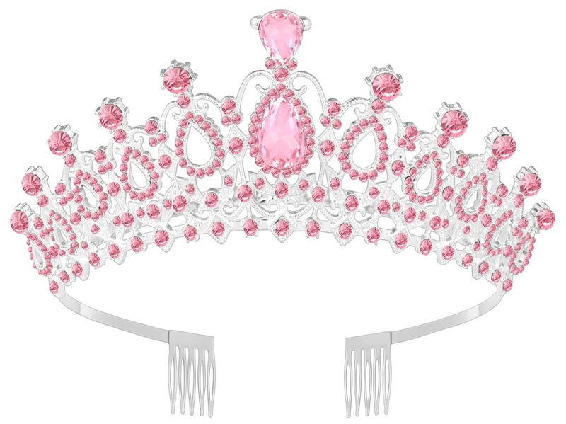 Queenship Tiara Crown for Women, Queen Tiara for Birthday Prom Bridal Party Custome Pink - Image 1
